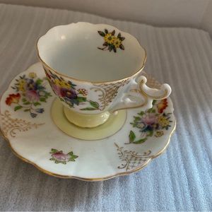 Vtg Mini Tea Cup Espresso Made in Occupied Japan Floral Pattern Post WW2